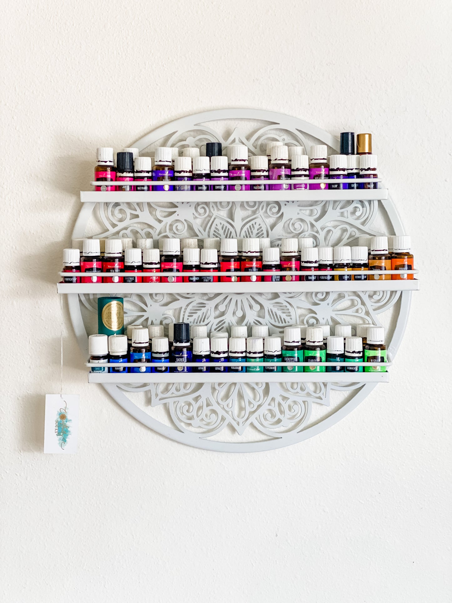 Coastfully Yours Mandala Essential Oil Shelf WHITE, Crystal Shelf, Spice Rack, Boho Wall Decor